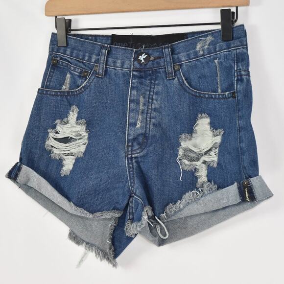 One Teaspoon Distressed Denim Jean Shorts Size 26 - Picture 3 of 16